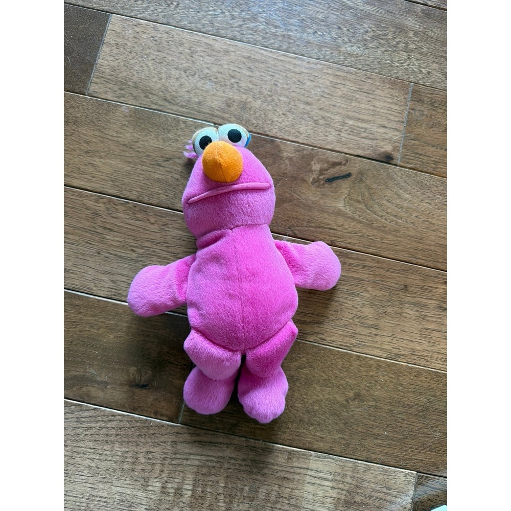 Tyco Sesame Street Pink Telly Monster Bean Bag Plush Stuffed Animal 8" 1997
